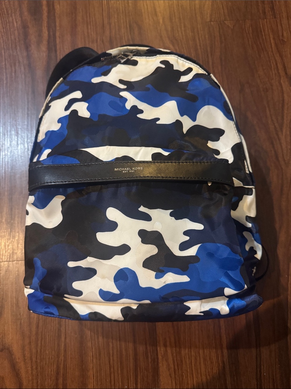 Michael Kors Blue White Black Camo Backpack